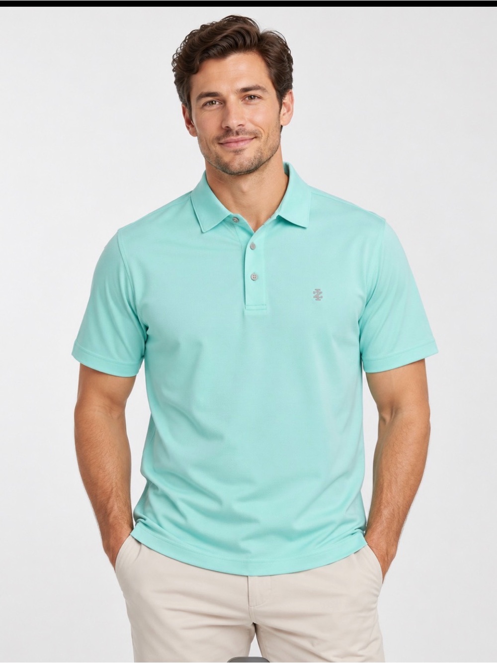 Men's Short Sleeve Polo in Mint Green
